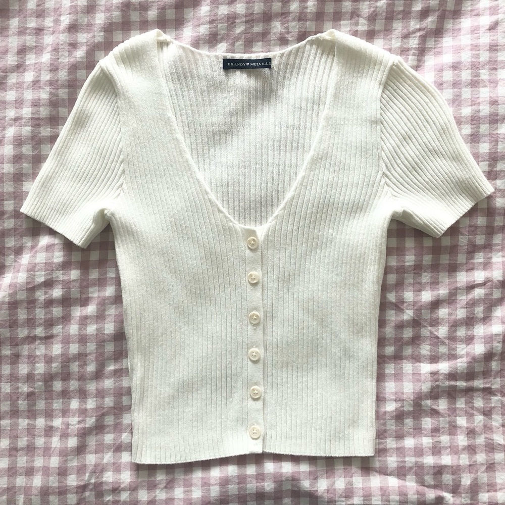 Brandy Melville Ribbed Button-Up Cardigan Top